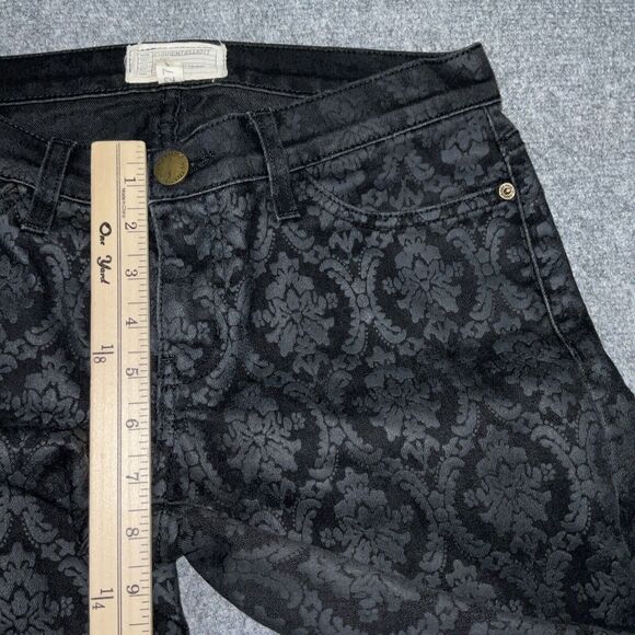 Current Elliot Jeans Womens Sz 27 Black Denim  Ankle Skinny Brocade Coated - Picture 5 of 11